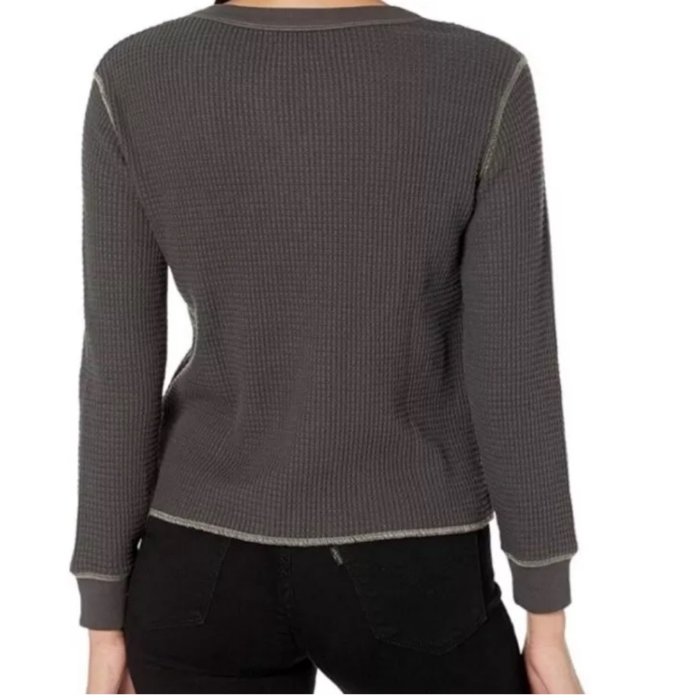 MADEWELL Waffle Split-Neck Crop Tee in Coal Size Large - Picture 8 of 8